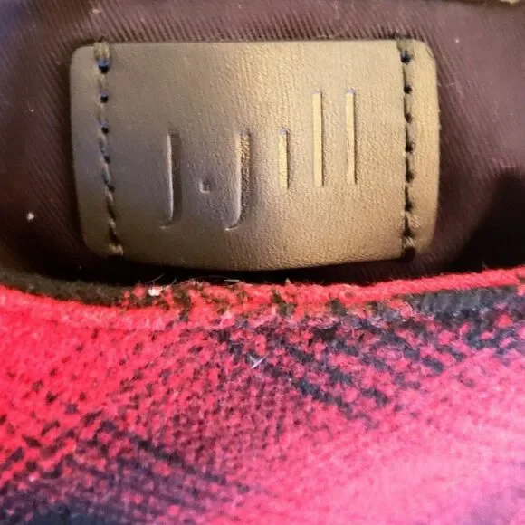 j. jill Hobo Bag Red & Black Buffalo Plaid Wool Blend Leather Strap - Picture 7 of 8